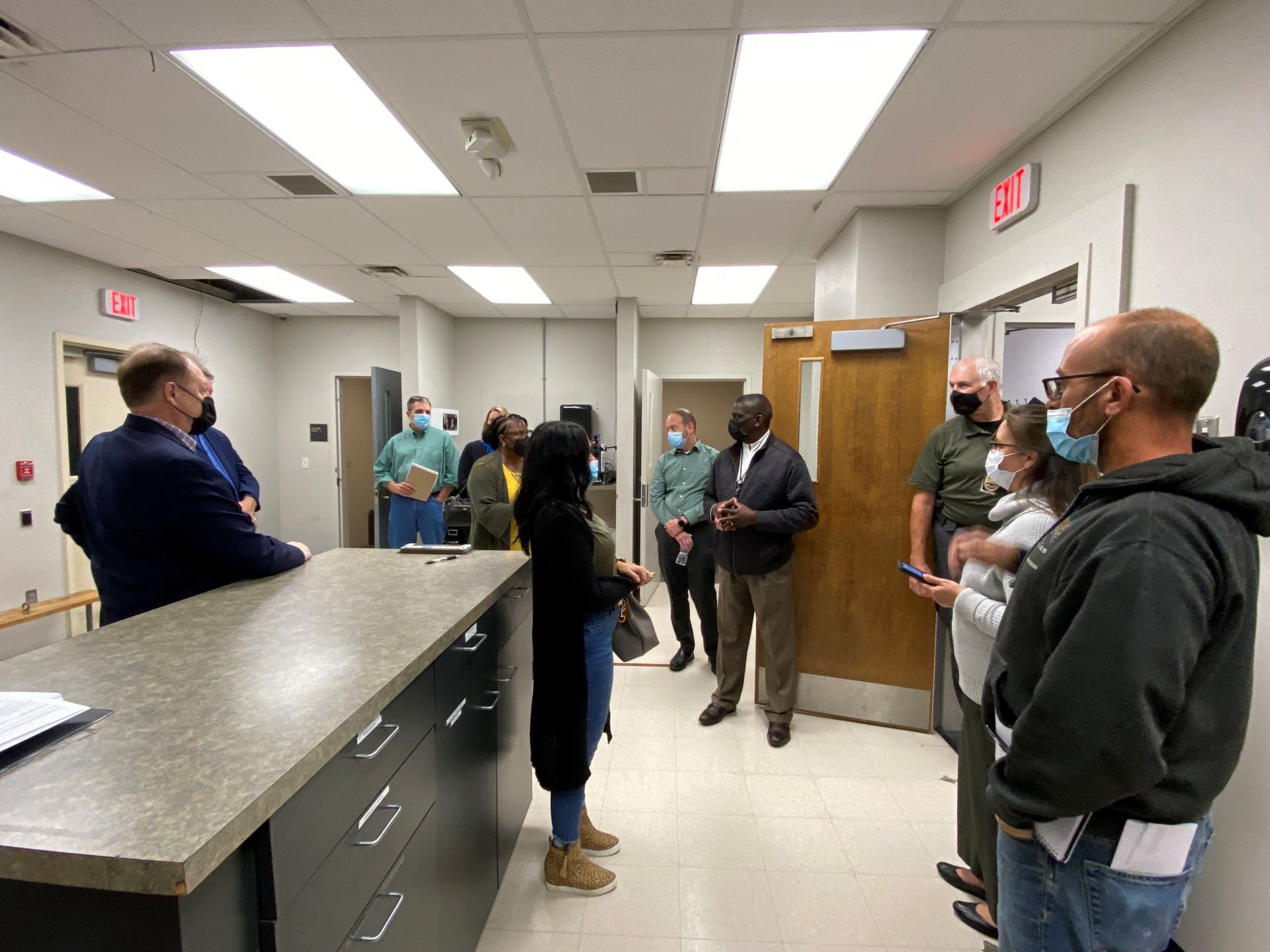 The study group tours the current police station 
